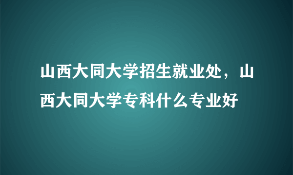 山西大同大学招生就业处，山西大同大学专科什么专业好
