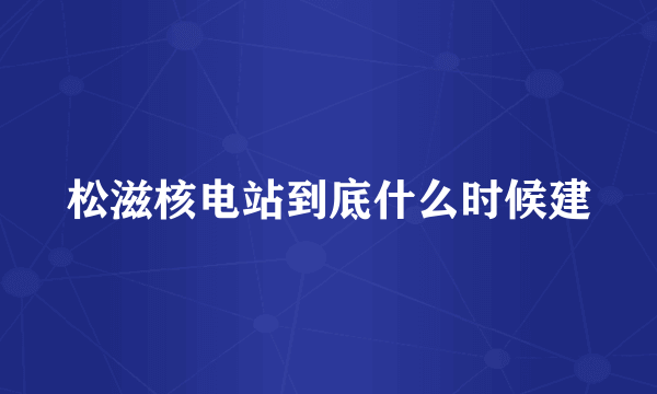 松滋核电站到底什么时候建
