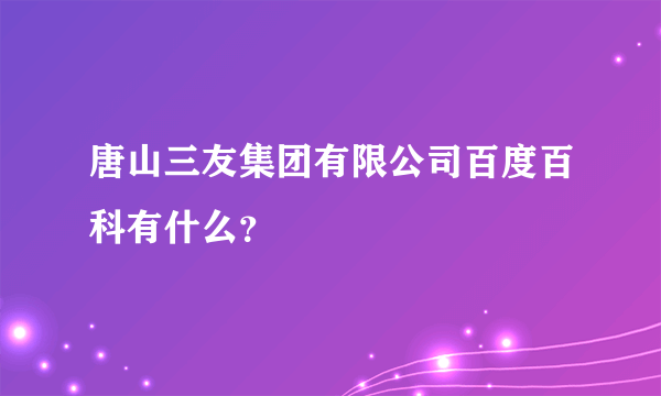 唐山三友集团有限公司百度百科有什么？