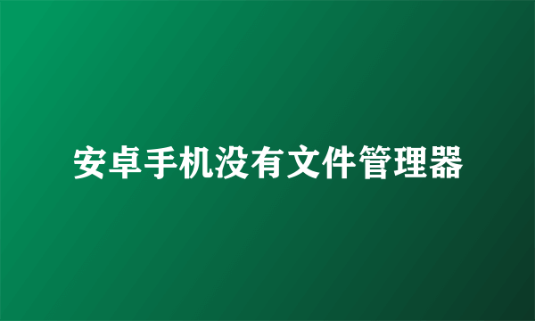安卓手机没有文件管理器