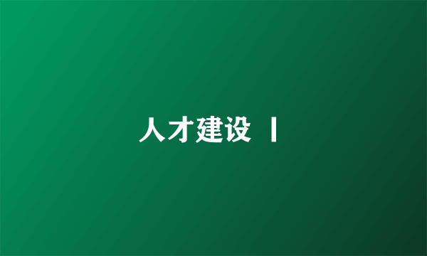 人才建设 丨