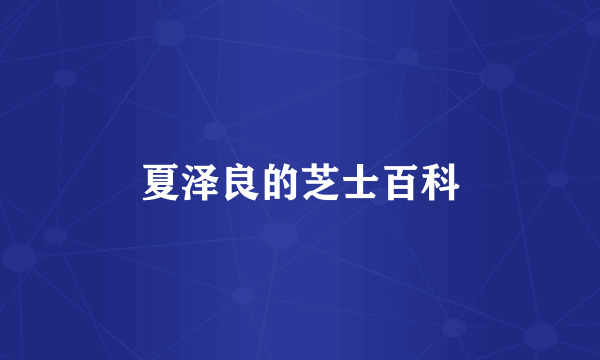 夏泽良的芝士百科
