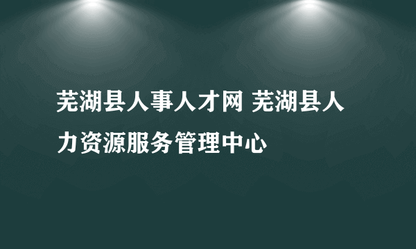 芜湖县人事人才网 芜湖县人力资源服务管理中心