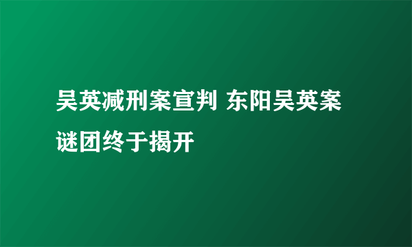 吴英减刑案宣判 东阳吴英案谜团终于揭开