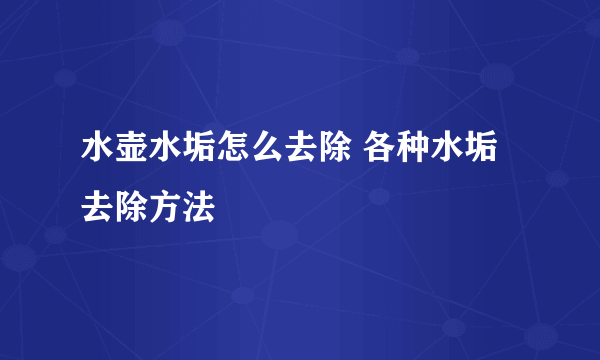 水壶水垢怎么去除 各种水垢去除方法