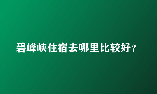 碧峰峡住宿去哪里比较好？