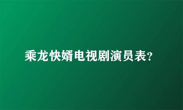 乘龙快婿电视剧演员表？