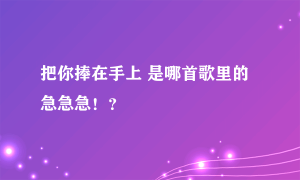 把你捧在手上 是哪首歌里的急急急！？