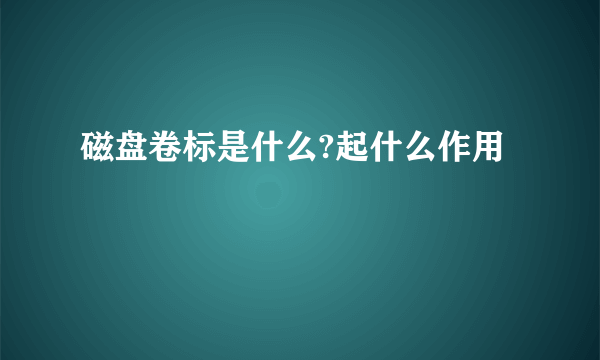 磁盘卷标是什么?起什么作用