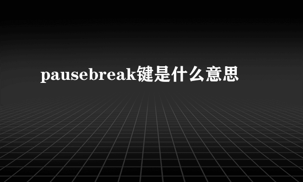 pausebreak键是什么意思