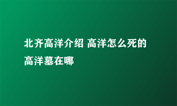 北齐高洋介绍 高洋怎么死的 高洋墓在哪