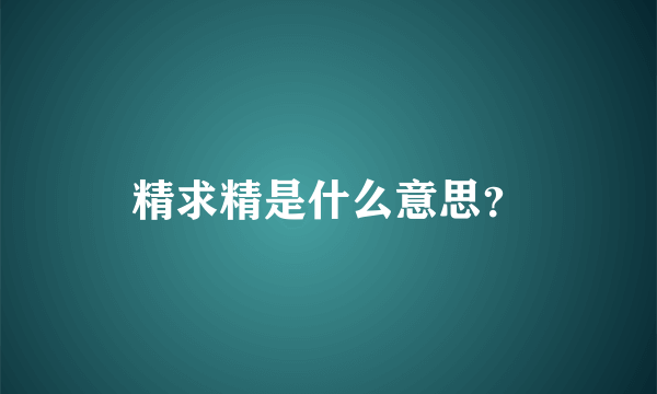 精求精是什么意思？