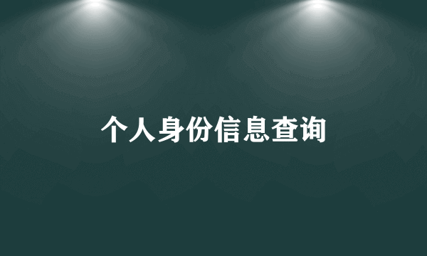 个人身份信息查询