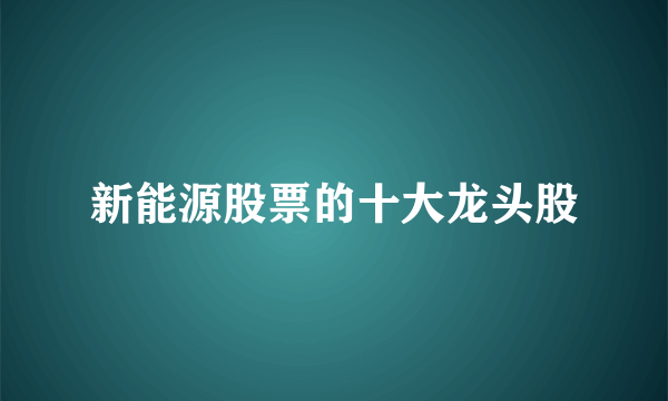 新能源股票的十大龙头股