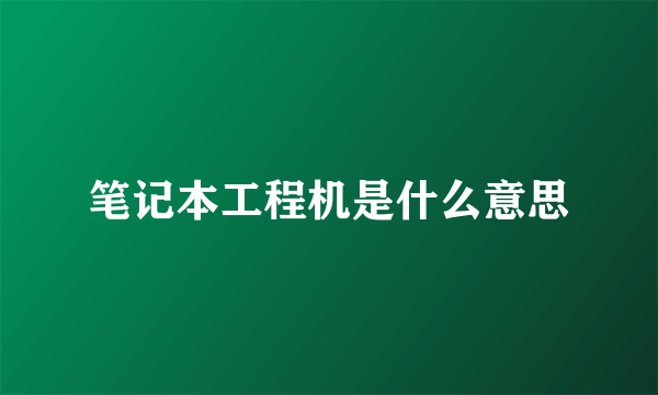 笔记本工程机是什么意思