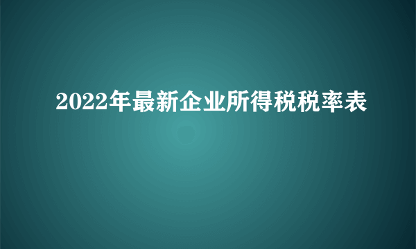 2022年最新企业所得税税率表