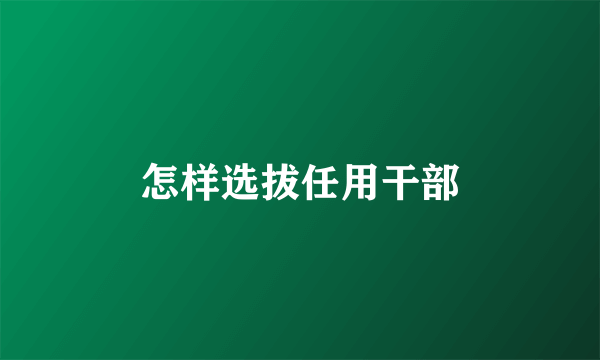 怎样选拔任用干部