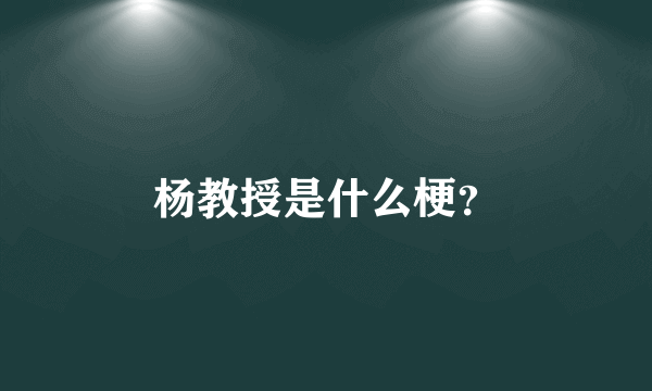 杨教授是什么梗？
