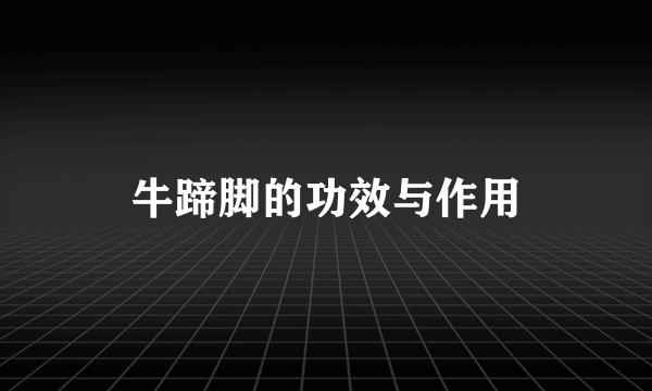 牛蹄脚的功效与作用