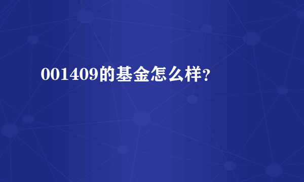 001409的基金怎么样？