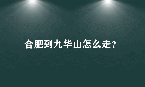 合肥到九华山怎么走？