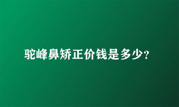 驼峰鼻矫正价钱是多少？