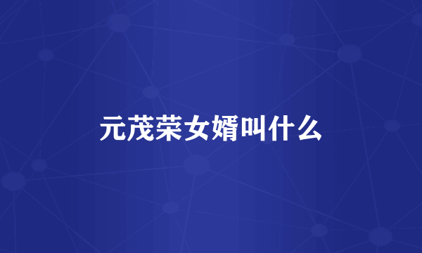 元茂荣女婿叫什么