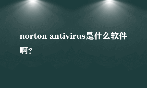 norton antivirus是什么软件啊？