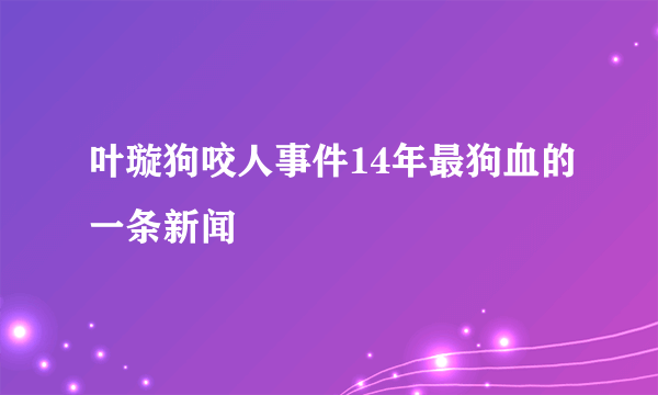 叶璇狗咬人事件14年最狗血的一条新闻