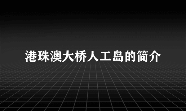 港珠澳大桥人工岛的简介