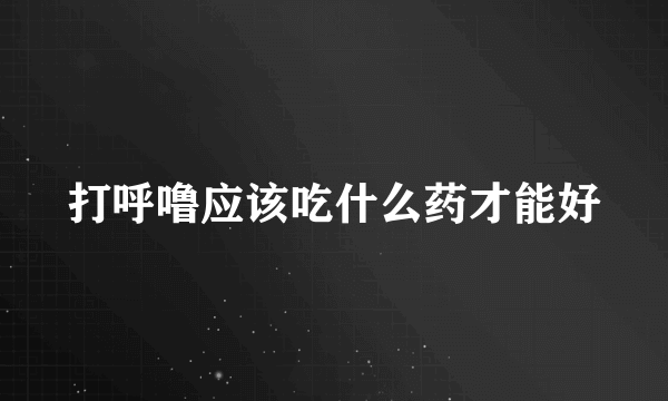 打呼噜应该吃什么药才能好