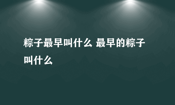 粽子最早叫什么 最早的粽子叫什么