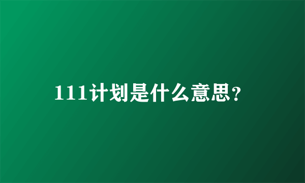 111计划是什么意思？