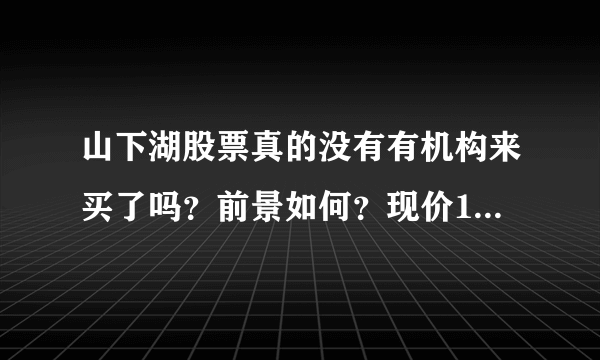 山下湖股票真的没有有机构来买了吗？前景如何？现价11,5元能买吗？