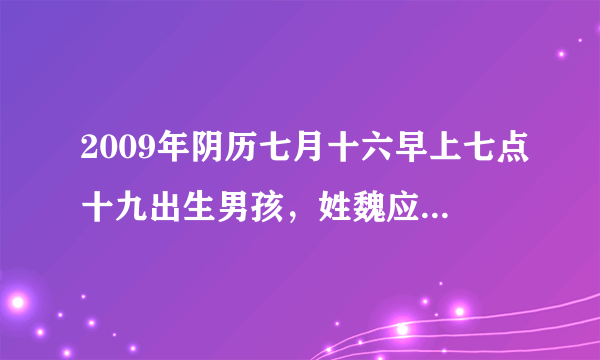 2009年阴历七月十六早上七点十九出生男孩，姓魏应该怎样起名字？