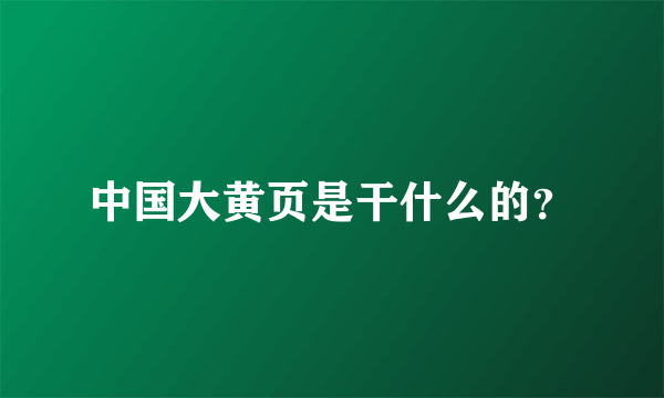 中国大黄页是干什么的？