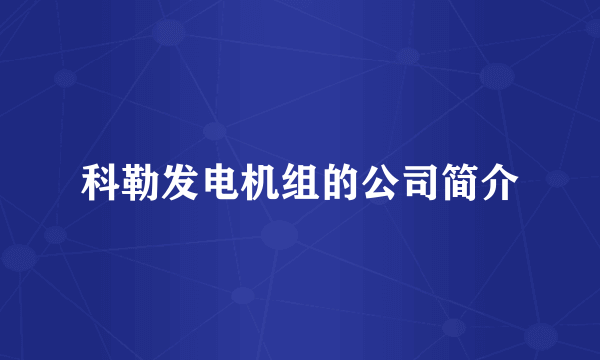 科勒发电机组的公司简介
