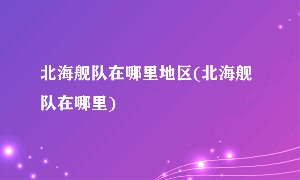 北海舰队在哪里地区(北海舰队在哪里)