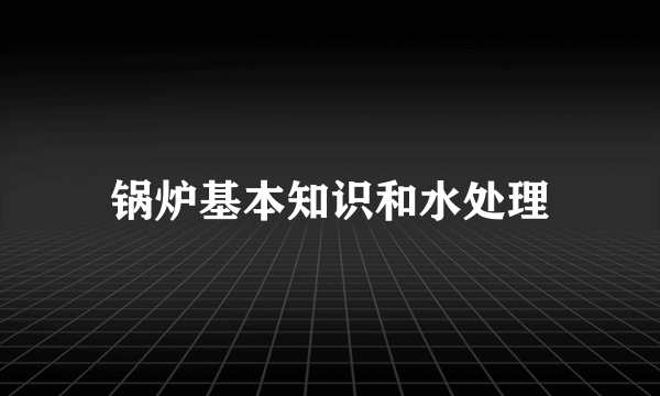 锅炉基本知识和水处理