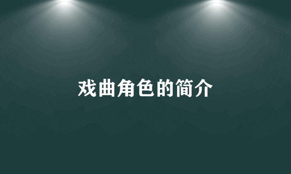 戏曲角色的简介