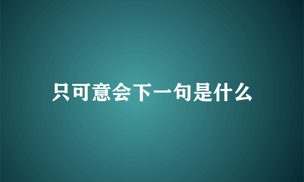 只可意会下一句是什么
