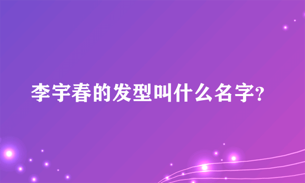 李宇春的发型叫什么名字？