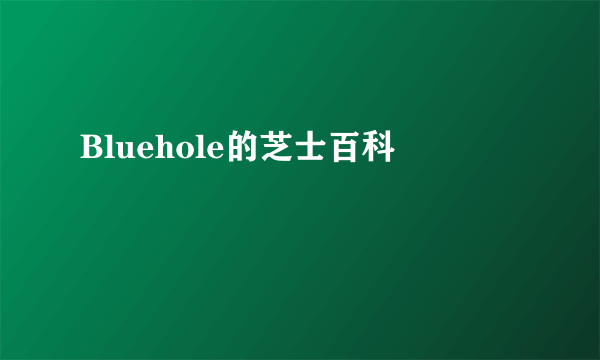 Bluehole的芝士百科