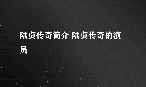 陆贞传奇简介 陆贞传奇的演员