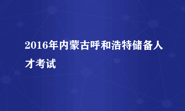 2016年内蒙古呼和浩特储备人才考试
