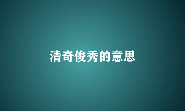 清奇俊秀的意思