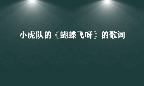 小虎队的《蝴蝶飞呀》的歌词
