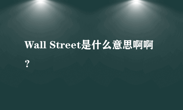 Wall Street是什么意思啊啊？