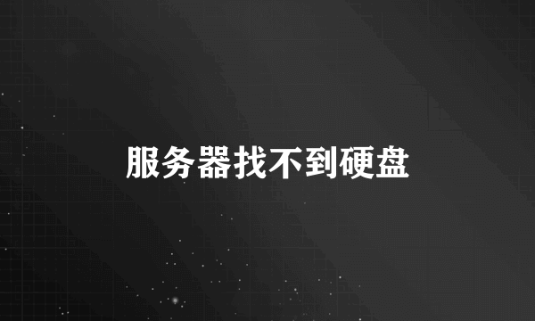 服务器找不到硬盘