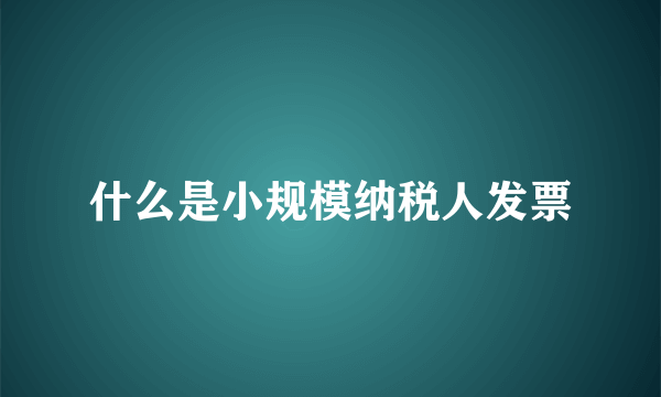 什么是小规模纳税人发票
